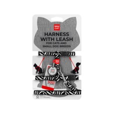 Шлея для котів Waucat Nylon з QR паспортом "Зебра" пластиковий фастекс (329-0055)