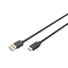 Дата кабель USB 2.0 AM to USB-C 3.0m black Digitus (AK-300148-030-S)