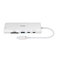 Концентратор D-Link USB-C 10-in-1 2xHDMI + 1xRJ45 1000Mbps + 2xUSB-C + USB 3.1 + USB 3.0 + SD + TF silver (DUP-A01)