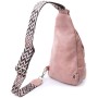 Сумка Vintage Жіноча з акцентом на текстильну лямку з гладкої екошкіри Рожева (22772)