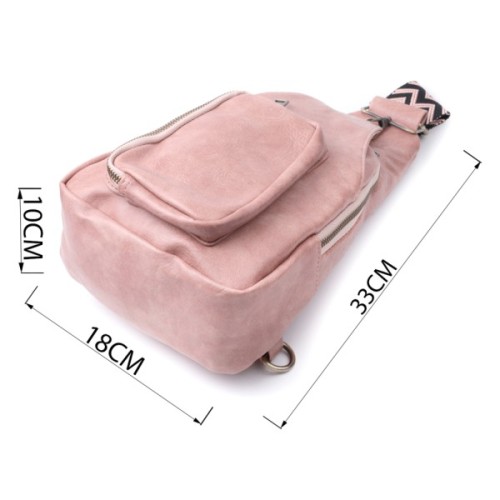 Сумка Vintage Жіноча з акцентом на текстильну лямку з гладкої екошкіри Рожева (22772)