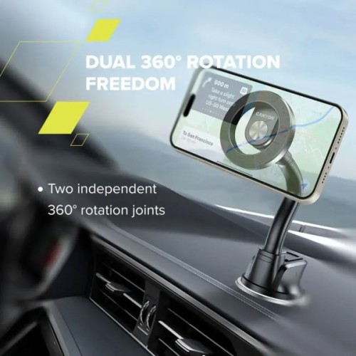 Універсальний автотримач Canyon Magnetic car holder OnGrip 12 suction + air vent Black (CNS-CCHM12)