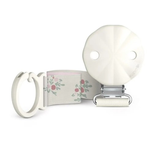Кліпса для пустушок Suavinex Poetry із тканинною стрічкою,біла з малюнком (402999)