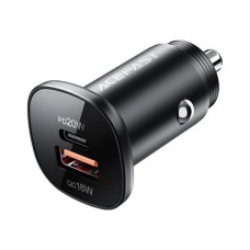 Зарядний пристрій Acefast 1xUSB-C PD20W + 1xUSB QC3.0 18W car adapter metal (6974316280330)
