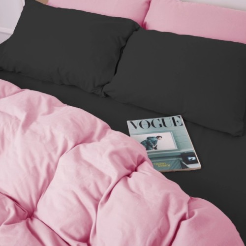 Постільна білизна MirSon 002-008 Black/Pink Фланель 2 x 160 x 220 Сімейний Євро (2200009661884)