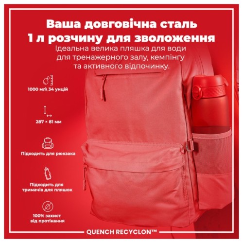 Пляшка для води ION8 OneTouch 1000 мл BPA Free, Red (I8RF1000RED)