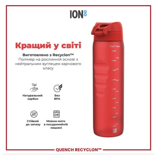Пляшка для води ION8 OneTouch 1000 мл BPA Free, Red (I8RF1000RED)