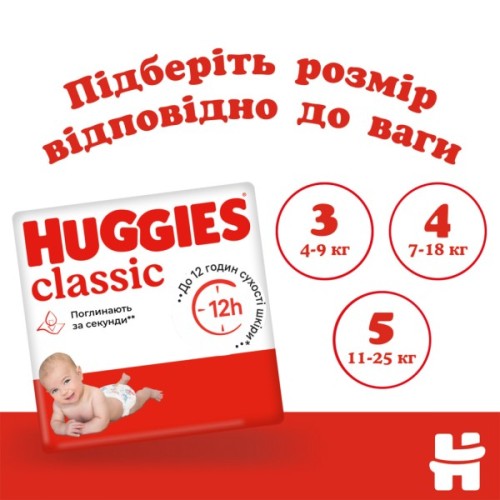 Підгузки Huggies Classic 3 (4-9 кг) Jumbo 58 шт (5029053543109)