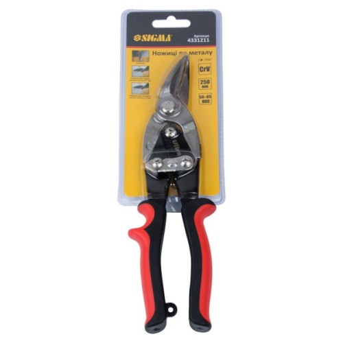 Ножиці по металу Sigma ліві 250мм CrV (4331211)