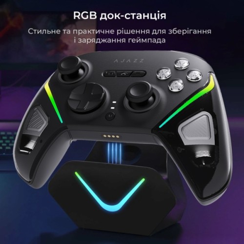 Геймпад Ajazz GP100S 2.4G/BT/USB Switch/PC/iOS/Android RGB Black (GP100S-B)