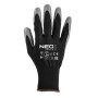 Захисні рукавиці Neo Tools комплект 12шт, поліестер з нітриловим покриттям, р.9, сіро-чорний (97-647-9)