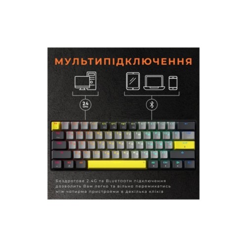 Клавіатура GamePro MK130G Pro Outemu Red Switch Hot-Swap 60 RGB USB/Wireless/Bluetooth Black (MK130G Pro)