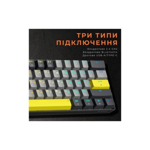 Клавіатура GamePro MK130G Pro Outemu Red Switch Hot-Swap 60 RGB USB/Wireless/Bluetooth Black (MK130G Pro)