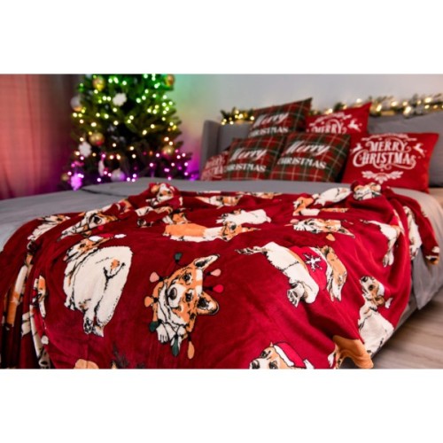 Плед Ardesto Christmas Flannel 160х200см, 100% поліестер, різдвяні коргі (ART0119PB)
