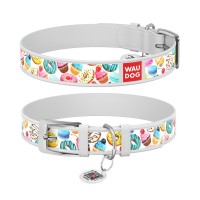 Нашийник для тварин WAUDOG Design з QR паспортом "Пончики" Ш 20 мм Д 29-38 см білий (369315)
