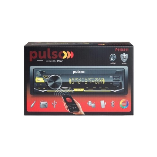 Автомагнітола PULSO RGB, USB, FM, RCA, LCD-дисплей, 4х50 Вт (P110411)