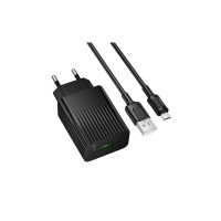 Зарядний пристрій BOROFONE USB QC3.0 + cable USB to Micro 5P black (6941991122651)