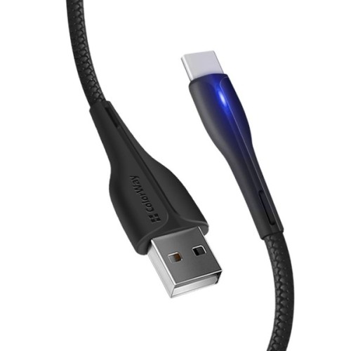 Дата кабель USB 2.0 AM to USB-C 1.0m led black ColorWay (CW-CBUC034-BK)