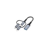 Перехідник OTG USB 3.0 AF to USB-C + Micro 5P + Lightning 0.11m 60W XoKo (XK-AC-155)