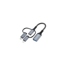 Перехідник OTG USB 3.0 AF to USB-C + Micro 5P + Lightning 0.11m 60W XoKo (XK-AC-155)