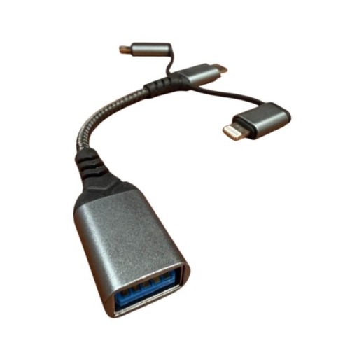 Перехідник OTG USB 3.0 AF to USB-C + Micro 5P + Lightning 0.11m 60W XoKo (XK-AC-155)