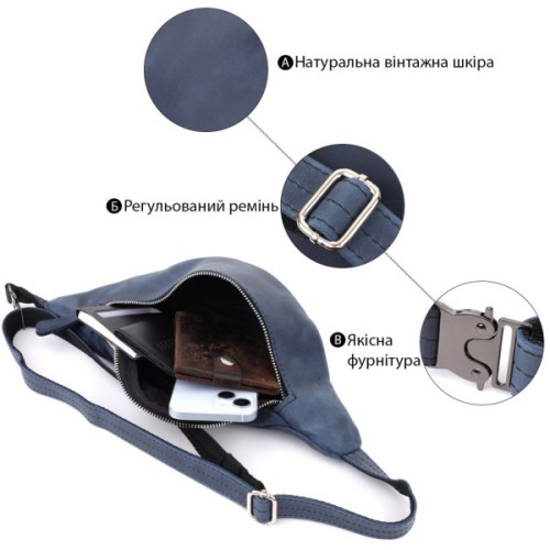 Сумка Shvigel З натуральної шкіри Синя (23141)