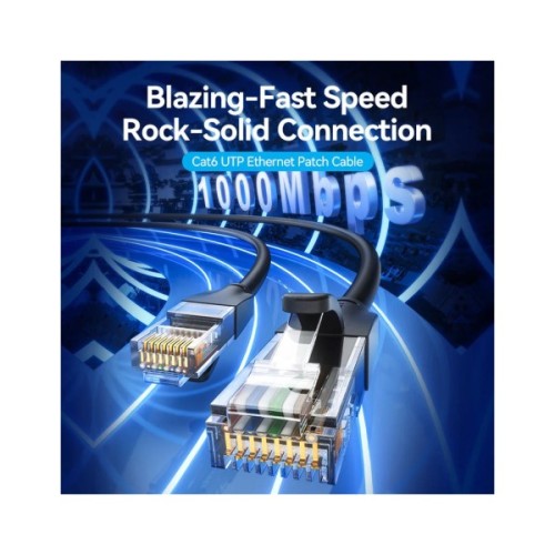 Патч-корд 1м, UTP cat 6 RJ-45 black Vention (IBEBF)