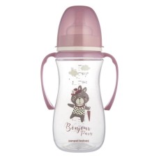 Пляшечка для годування Canpol babies PP Easystart Bonjour Paris антиколікова з широким отвором та ручками 300 м рожева (35/241_pin)