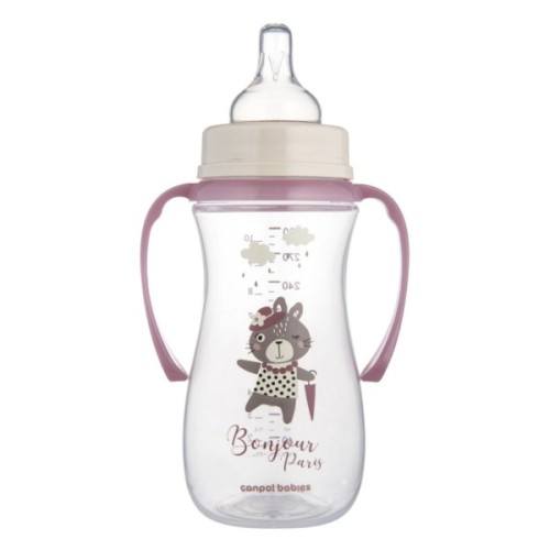 Пляшечка для годування Canpol babies PP Easystart Bonjour Paris антиколікова з широким отвором та ручками 300 м рожева (35/241_pin)