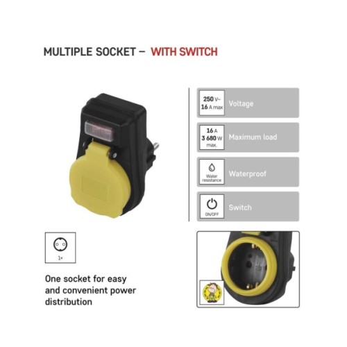 Розетка EMOS 16A 250V IP44 одинарна (P00292)