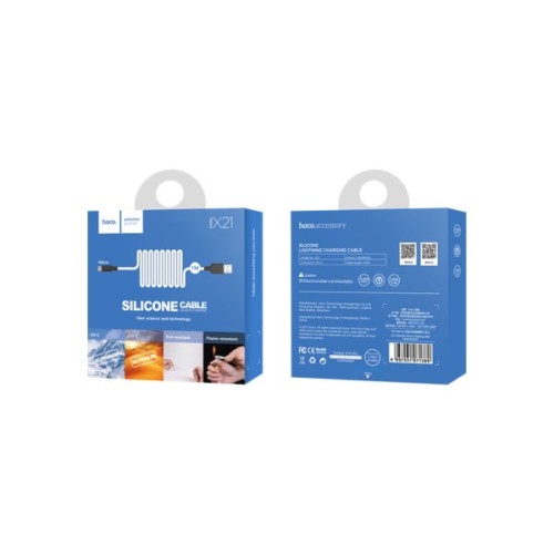 Дата кабель USB 2.0 AM to Micro 5P 1.0m 2A silicone X21 black+white HOCO (6957531071389)