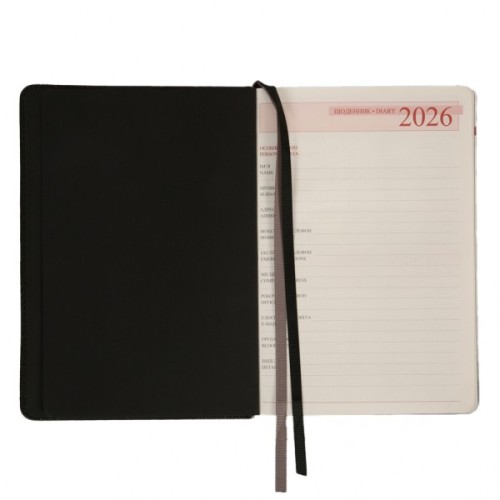 Тижневик Leo planner А5 датований 2026 "Nero", твердий, чорний, 368 сторінок (252687)