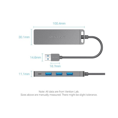 Концентратор Vention USB 3.0 to 4xUSB 3.0 Hub With Power Supply 0.15m black (CHLBB)