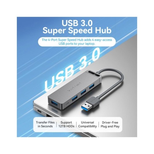 Концентратор Vention USB 3.0 to 4xUSB 3.0 Hub With Power Supply 0.15m black (CHLBB)
