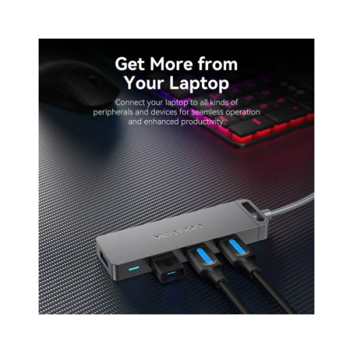Концентратор Vention USB 3.0 to 4xUSB 3.0 Hub With Power Supply 0.15m black (CHLBB)