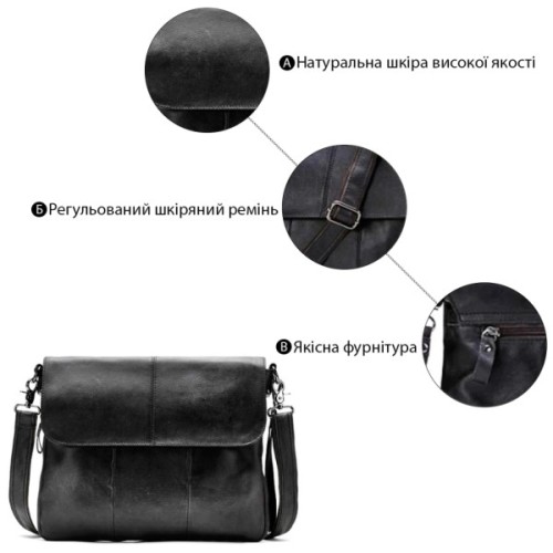 Сумка Vintage Шкіряна Чорна (14852)