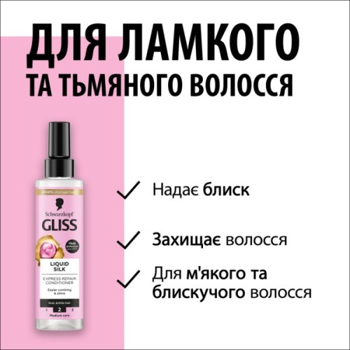Кондиціонер для волосся Gliss експрес Liquid Silk 200 мл (9000100256087)
