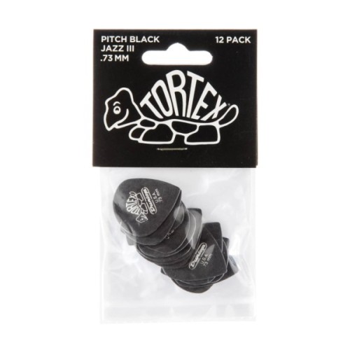 Медіатор Jim Dunlop Tortex Pitch Black Jazz III Pick .73mm 12 шт. (482P.73)
