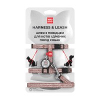Шлея для котів WAUDOG Re-cotton з повідком пластиковий фастекс XS коричнева (14706)