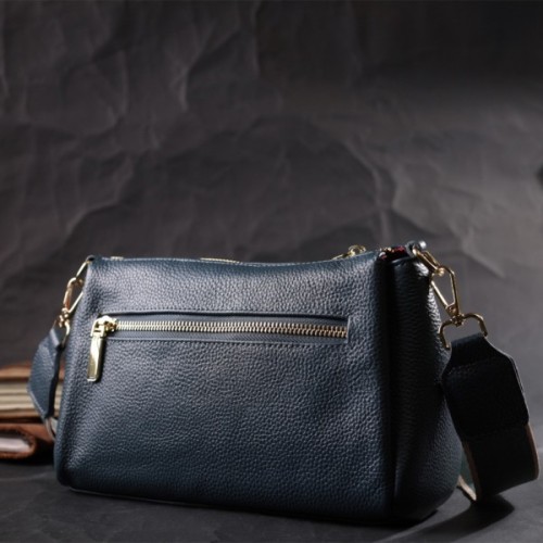 Сумка Vintage Жіноча практична через плече з натуральної шкіри Синя (22287)