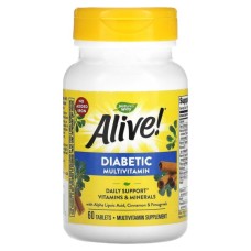 Мультивітамін Nature's Way Діабетичні мультивітаміни, Alive! Diabetic Multivitamin, 60 табл (NWY-12371)