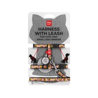 Шлея для котів Waucat Nylon з QR паспортом "Авокадо на рожевому" пластиковий фастекс (329-4051)