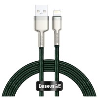 Дата кабель USB 2.0 AM to Lightning 2.0m 2.4A metal green Baseus (CALJK-B06)