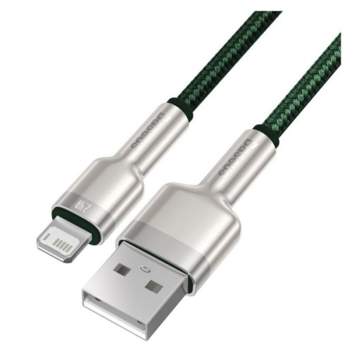 Дата кабель USB 2.0 AM to Lightning 2.0m 2.4A metal green Baseus (CALJK-B06)