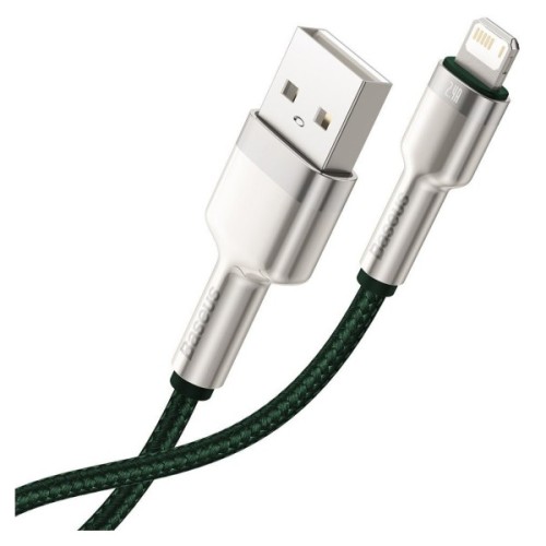 Дата кабель USB 2.0 AM to Lightning 2.0m 2.4A metal green Baseus (CALJK-B06)