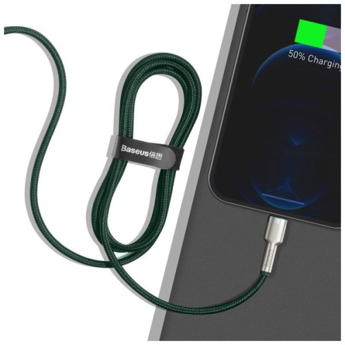 Дата кабель USB 2.0 AM to Lightning 2.0m 2.4A metal green Baseus (CALJK-B06)