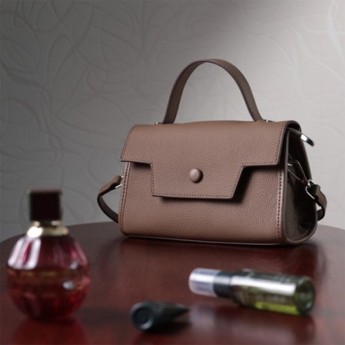 Сумка Vintage Жіноча з геометричним клапаном із натуральної шкіри Коричнева (22630)