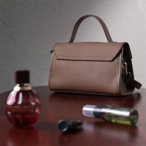 Сумка Vintage Жіноча з геометричним клапаном із натуральної шкіри Коричнева (22630)