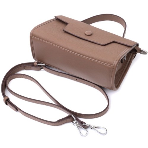 Сумка Vintage Жіноча з геометричним клапаном із натуральної шкіри Коричнева (22630)