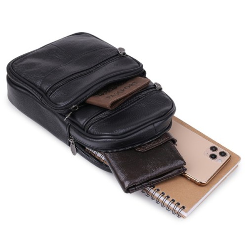 Сумка Vintage Шкіряна чоловіча через плече Чорна (20000)